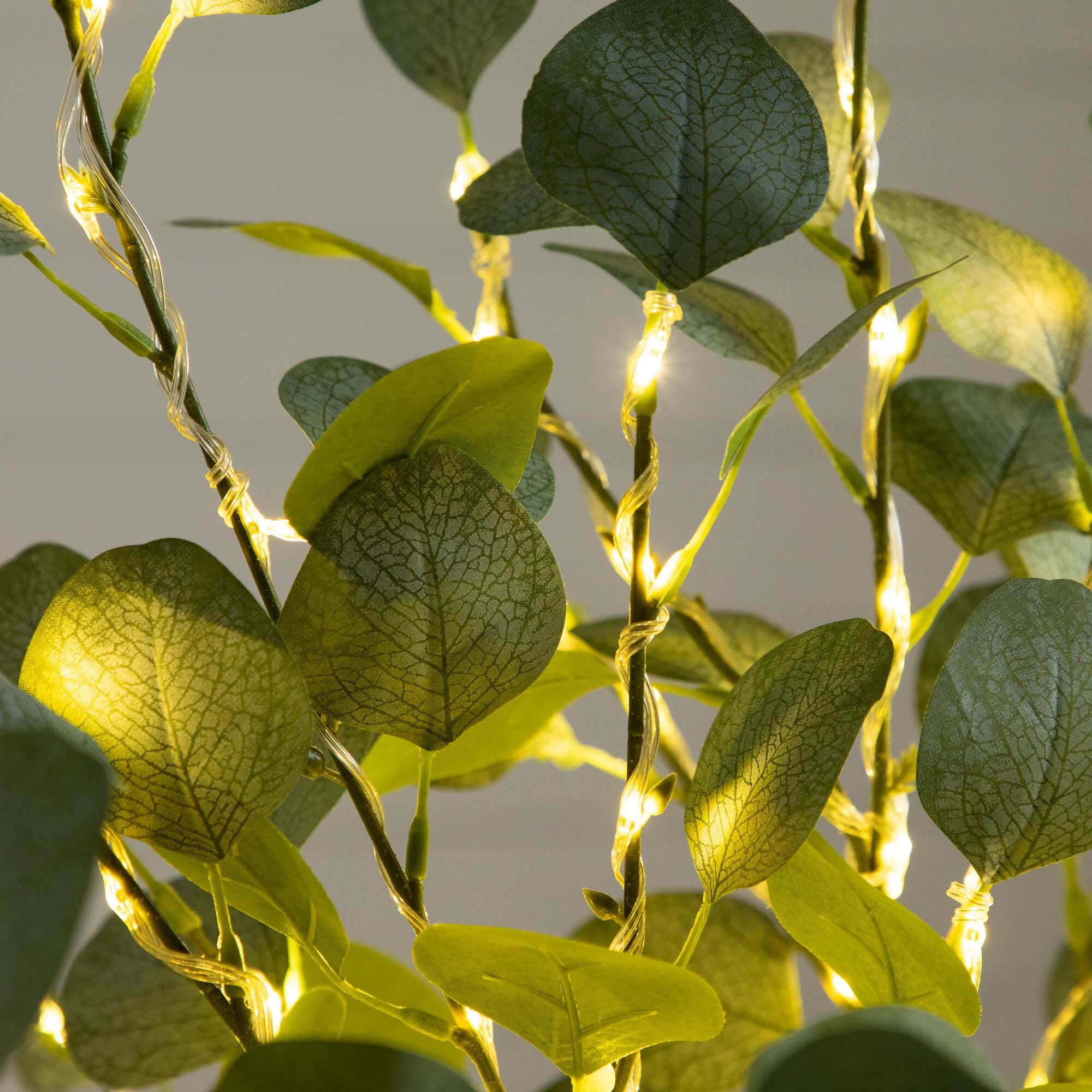 4ft. Pre-Lit Artificial Eucalyptus Tree with Warm White LED Lights